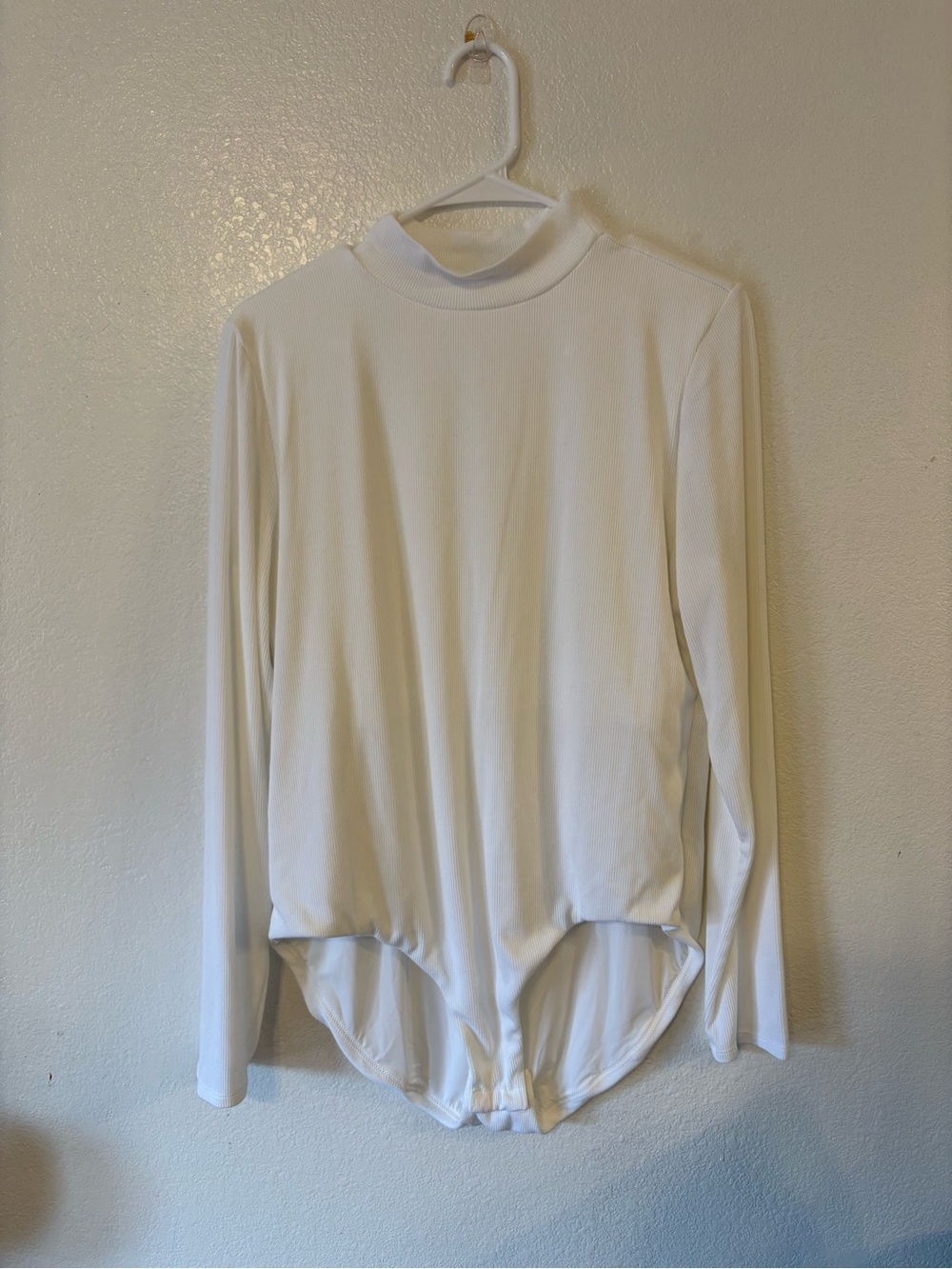 Soma White Long-Sleeve Mock Neck Bodysuit with Built in Bra